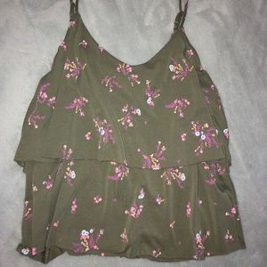 Green Floral Tank Top